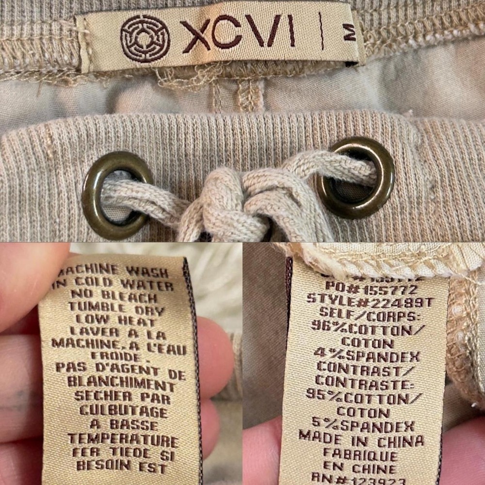 XCVI Beige Cotton Cargo Bermuda Shorts Drawstring Raw Hem Boho Utility Womens M - Picture 8 of 8